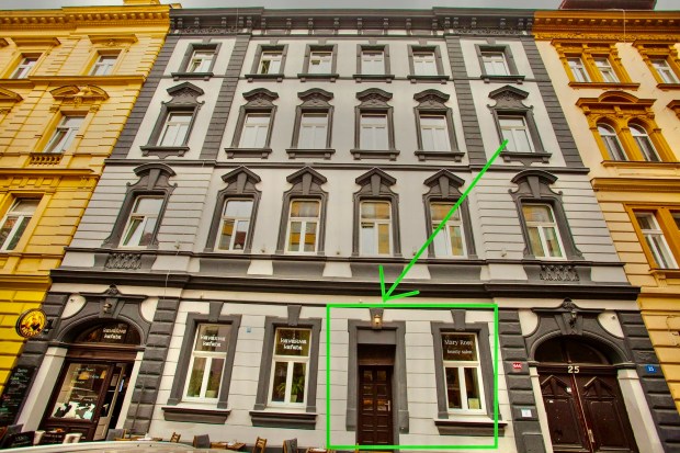 Budova salonu pánské depilace v Praze